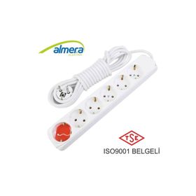Almera Topraklı Uzatma Grup 3 m 6 Soketli Priz
