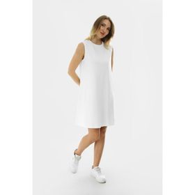 Almila 2028 Kolsuz Basic Penye Beyaz Mini Elbise