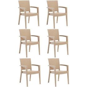 Almina Rattan 6 Adet Renkli Kollu Bahçe Balkon ve Teras Sandalyesi