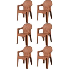Almina Rattan 6 Adet Renkli Kollu Bahçe Balkon ve Teras Sandalyesi