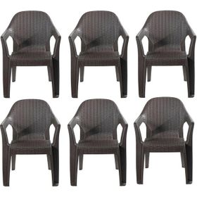 Almina Rattan 6 Adet Renkli Kollu Bahçe Balkon ve Teras Sandalyesi