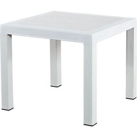 Almina Rattan Masa 90x90 cm Camsız Krem Bej Bahçe Balkon Teras Masası