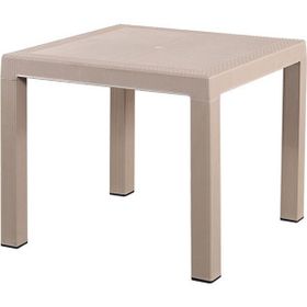 Almina Rattan Masa 90x90 cm Camsız Krem Bej Bahçe Balkon Teras Masası