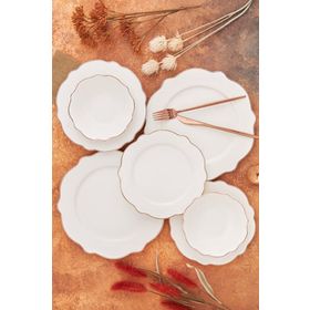 Almond Rose Line 24 Parça 6 Kişilik Porselen Yemek Takımı