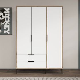 Alonex Aden 3 Kapaklı Çekmeceli Beyaz Gardırop