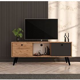 Alonex Force Tv Ünitesi Atlantik Çam Antrasit Televizyon Konsolu 140 cm Ekonomik Modül Sehpa