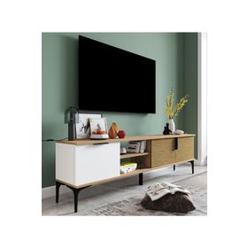 Alonex Tarz Raflı 180 cm Sepet Beyaz Metal Kulp Tv Ünitesi