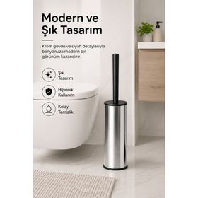 Alper Banyo Gri Parlak Eko Paslanmaz Klozet Fırçası