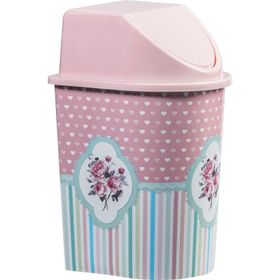 Alper Banyo TP2230 Pembe Kalp Desenli Klik Çöp Kovası