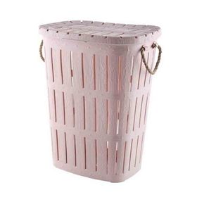 Alper Banyo TP468 Mürdüm 62 lt Ahşap Desen Çamaşır Sepeti