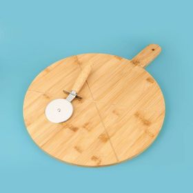 Alpina 34 cm Açık Kahverengi Pizza Sunum Tahtası ve Bıçağı