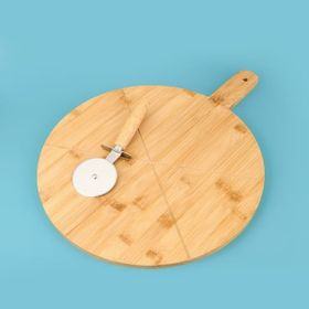 Alpina 34 cm Açık Kahverengi Pizza Sunum Tahtası ve Bıçağı