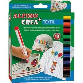 Alpino 10 Renk Crea Textil Keçeli Kumaş Kalemi