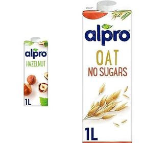 Alpro 1 lt Fındık Bitki Bazlı İçecek + 1 lt Şekersiz Yulaf Bitki Bazlı İçecek