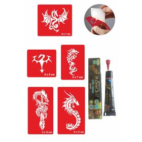 Alsepeteavm Dragon Hint Kınası ile Geçici Dövme Seti