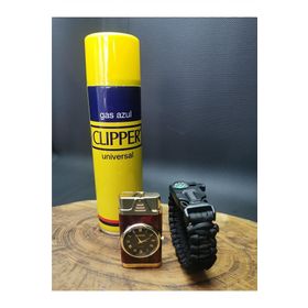 Alsepeteavm İsme Özel Saatli 1 Torch Clipper Gaz ve Pusula Bileklik Çakmak