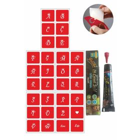 Alsepeteavm Taçlı Harfler Hint Kınası ile Geçici Dövme Seti
