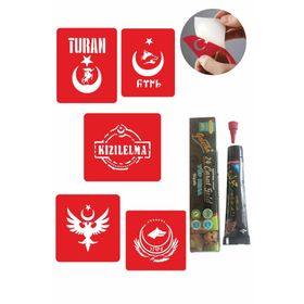 Alsepeteavm Türkçülük Sembolleri Hint Kınası ile Geçici Dövme Seti