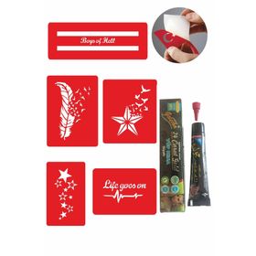 Alsepeteavm Yıldız Şerit Desenleri Hint Kınası ile Geçici Dövme Seti