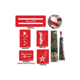 Alsepeteavm Yıldız Şerit Desenleri Hint Kınası ile Geçici Dövme Seti