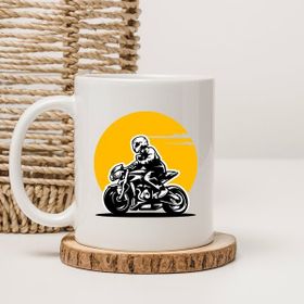 Altair Sarı Motosiklet Baskılı Beyaz Kupa