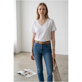 Altamira Kadın Beyaz V Yaka Regular T-shirt