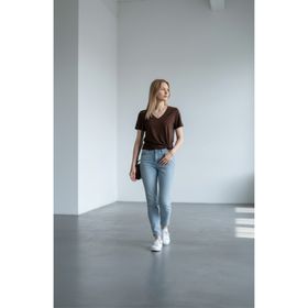 Altamira Kadın Kahverengi V Yaka Regular T-shirt