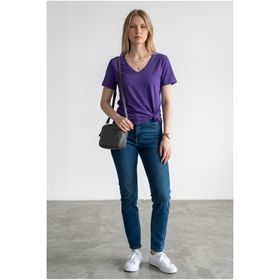Altamira Kadın Mor V Yaka Regular T-shirt