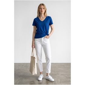 Altamira Kadın Saks Mavi V Yaka Regular T-shirt