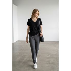 Altamira Kadın Siyah V Yaka Regular T-shirt