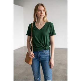 Altamira Kadın Yeşil V Yaka Regular T-shirt
