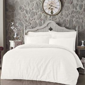 Altın Başak Lila Çizgili Saten Çift Kişilik 200x220 cm Nevresim Takımı