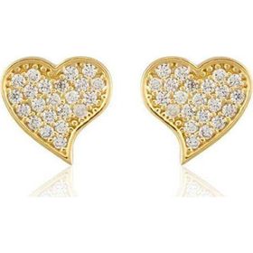Altın Çivili 14k Gold Kalp Küpe