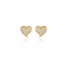 Altın Çivili 14k Gold Kalp Küpe