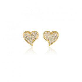Altın Çivili 14k Gold Kalp Küpe