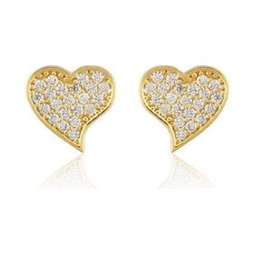 Altın Çivili 14k Gold Kalp Küpe