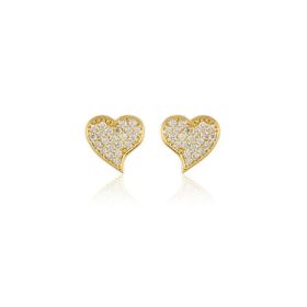 Altın Çivili 14k Gold Kalp Küpe