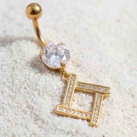 Altın Kaplama Zirkon Taşlı Baklava Piercing