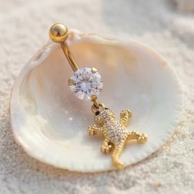Altın Kaplama Zirkon Taşlı Kerkentele Piercing