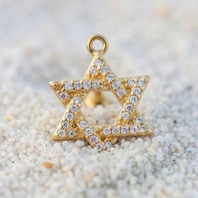 Altın Kaplama Zirkon Taşlı Pentagram Piercing