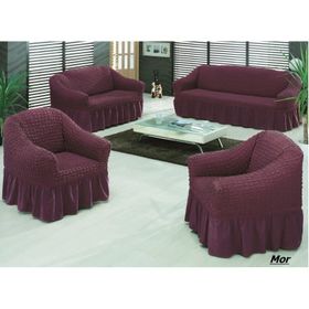 Altın Kelebek Bürümcük Maxi Mor (3+3+1+1) Koltuk Örtüsü