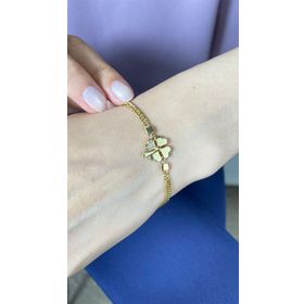 Altın Konak 14 Ayar Altın Taşlı Yonca Bileklik