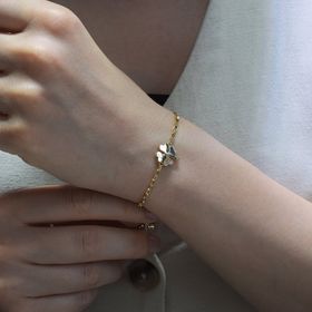 Altın Konak 14 Ayar Altın Taşlı Yonca Bileklik