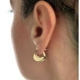 Altın Küpe 14K 585 Parlak Çanta Tasarım 1.8 cm Küpe Bombeli