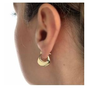 Altın Küpe 14K 585 Parlak Çanta Tasarım 1.8 cm Küpe Bombeli