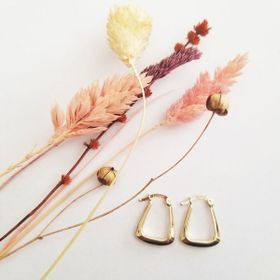Altın Küpe 14K 585 Parlak Çanta Tasarım 1,8 cm Zarif Küpe