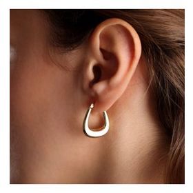 Altın Küpe 14K 585 Parlak Çanta Tasarım 2.3 cm Zarif Küpe