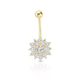 Altın Oval Tek Taşlı Piercing