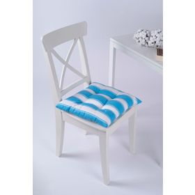 Altın Pamuk Beta Pofidik Turkuaz Beyaz Bağcıklı 40x40 cm Sandalye Minderi