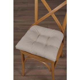 Altın Pamuk Gold Pofidik Bej Özel Dikişli Bağcıklı 40x40 cm Sandalye Minderi